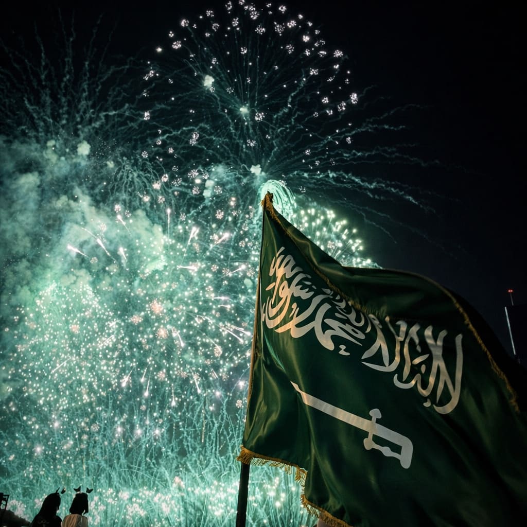 ليلة احتفالية بشرارات نارية ذهبية